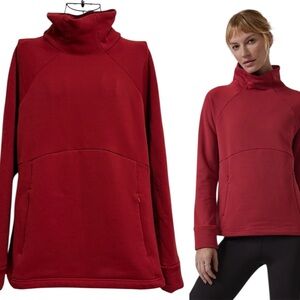 Athleta Women's Red Knit Athleisure Sporty Turtleneck Sweatshirt, Size Large